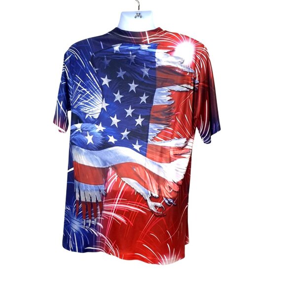 Patriotic Spirit Of America  Mens T-Shirt L USA Flag &Bald Eagle Graphic Design - Picture 3 of 5